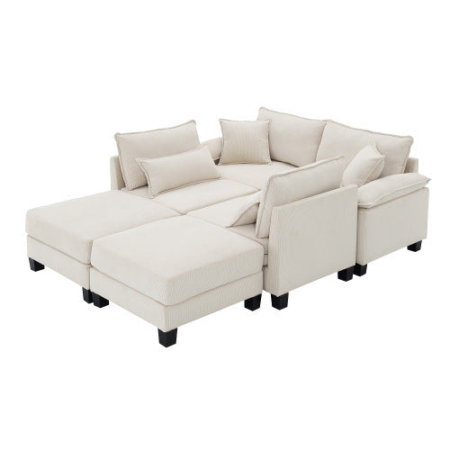 Delphi  133" Corduroy Modular Sectional Sofa
