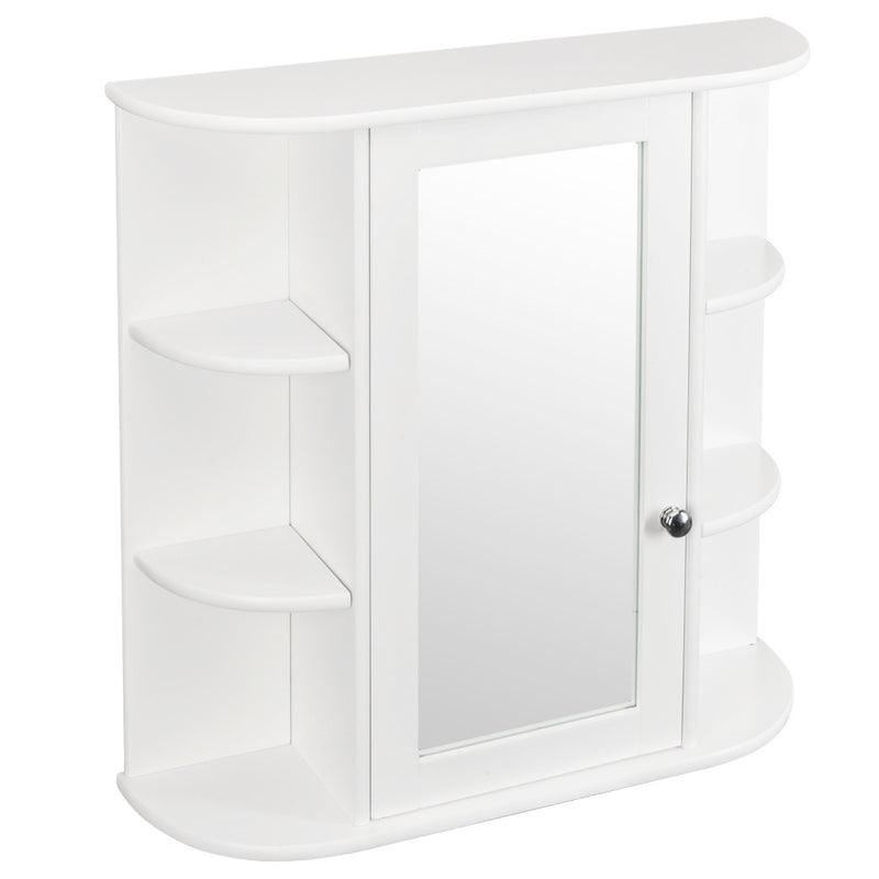 Bathroom Cabinet, Single Door Wall Mount Medicine Cabinet with Mirror(2 Tier Inner Shelves)