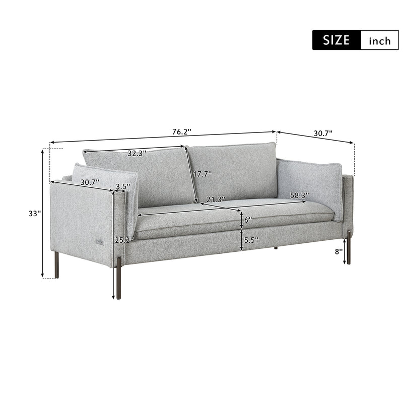 Amber 76.2" Modern Linen Sofa