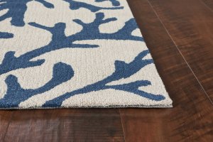 Montego Bay Ivory and Blue Coral Indoor Area Rug