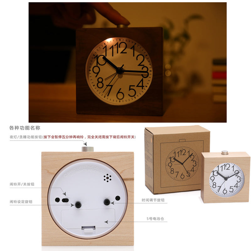 Vintage Silent  Alarm Clock Multifunction Clock with Nightlight Snooze Feature