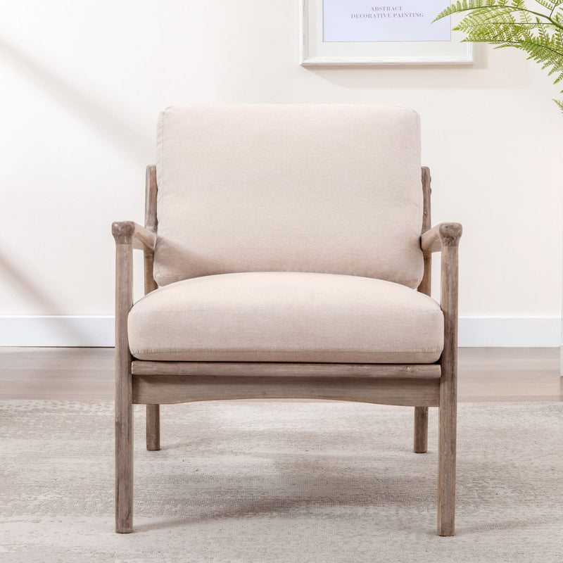 Wood Frame Armchair Mid Century Modern Accent Chair