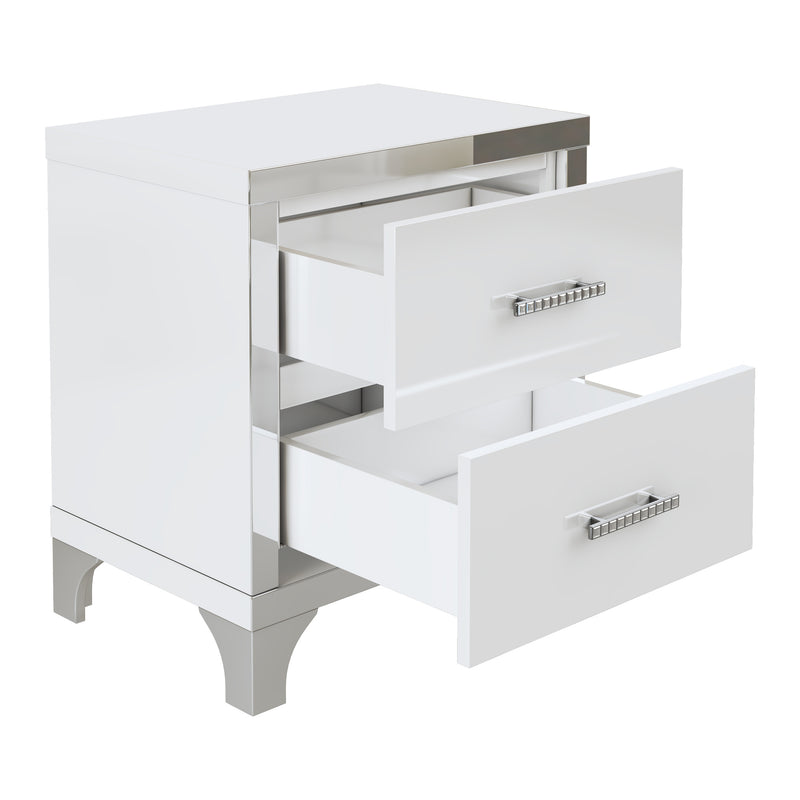 Dutch High Gloss Mirrored Bedside Table with 2 Drawers