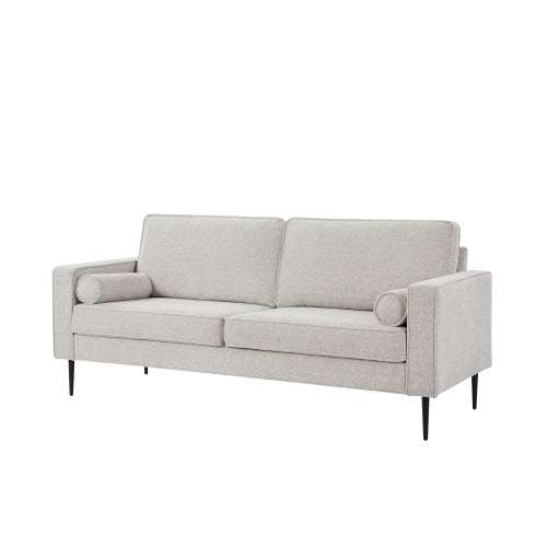 Living Room Upholstered Sofa with high-tech Fabric Surface/ Chesterfield Tufted Fabric Sofa Couch, Large-White