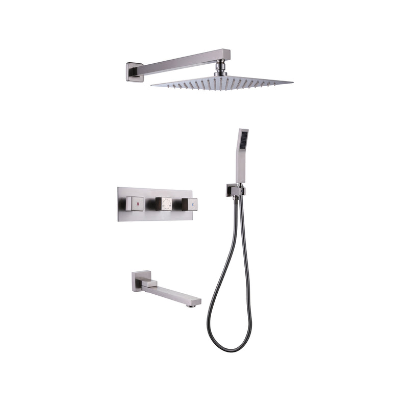 TrustMade 3 Function Temperature Control Complete Shower System with Rough-in Valve, 10 inches - 3W01