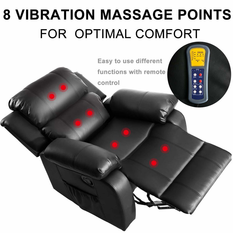 Ethan PU Leather Heated Massage Recliner