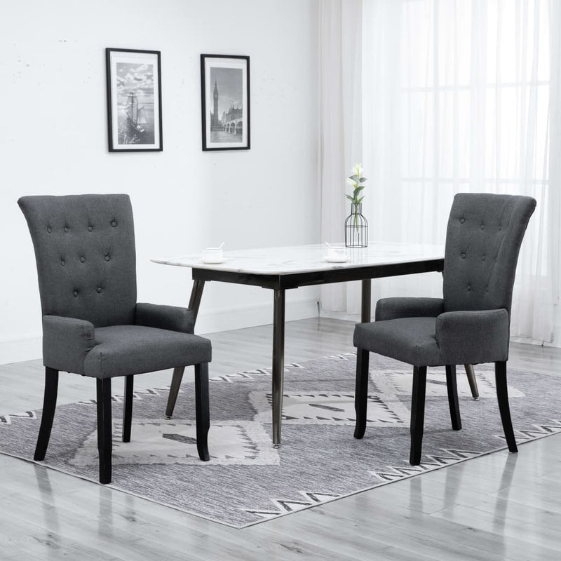 Tatum Dining Chair with Armrests Dark Grey Fabric