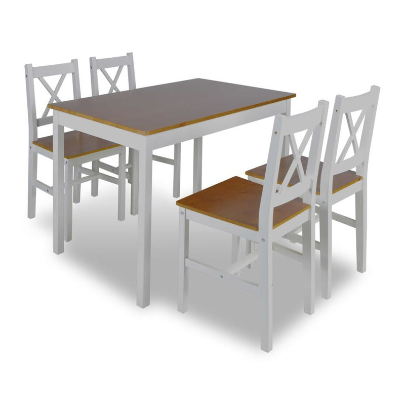 Augusta Wooden Table with 4 Wooden Chairs