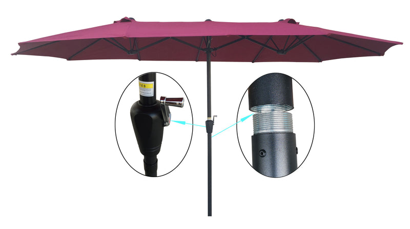 15Ftx9FtDouble-Sided Patio Umbrella Outdoor Market Table Garden Extra Large Waterproof Twin Umbrellas with Crank and Wind Vents for Garden Deck Backyard Pool Shade Outside Deck Swimming Pool RT