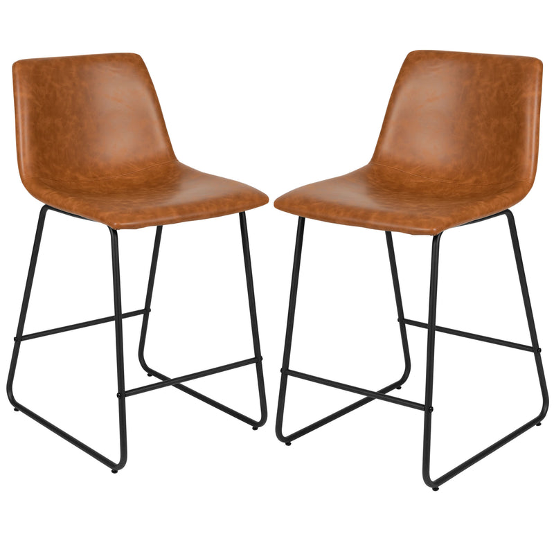 Theon 24" LeatherSoft Counter Height Barstools (Set of 2)