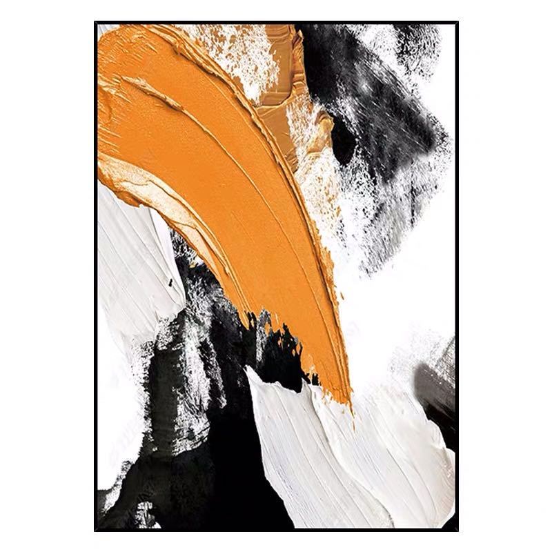 Orange Black Swipe - Wrapped Canvas Painting