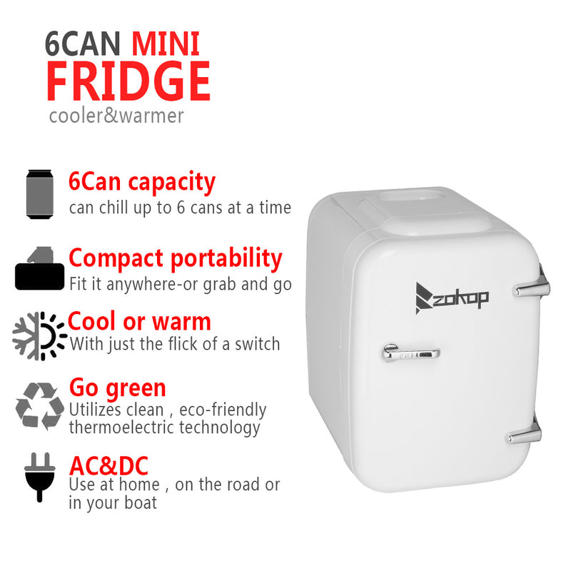 Portable Small Refrigerator, Mini Fridge Hot and Cold Box White 5L