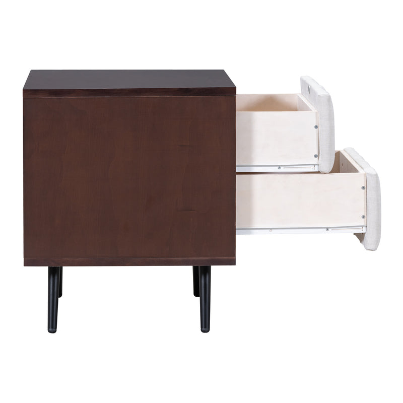 Edward 2-Modern Wood+Linen Bedside Table