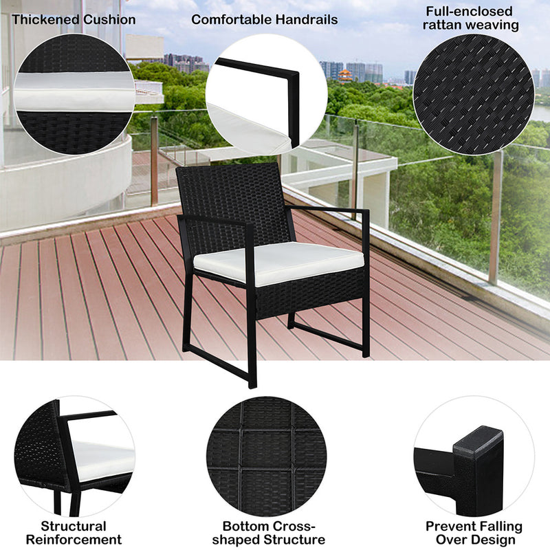 Free shipping 3 Pieces Patio Set Outdoor Wicker Patio Furniture Sets Modern Bistro Set Rattan Chair Conversation Sets with Coffee Table for Yard and Bistro YJ
