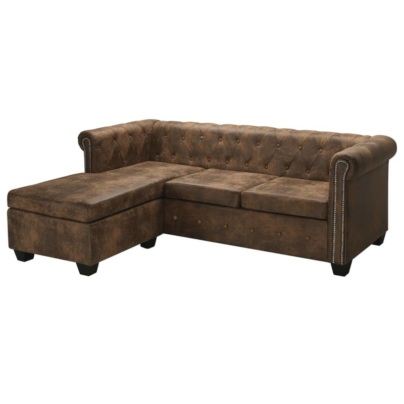 Busby 79" Faux Leather Chesterfield L-shaped Sofa