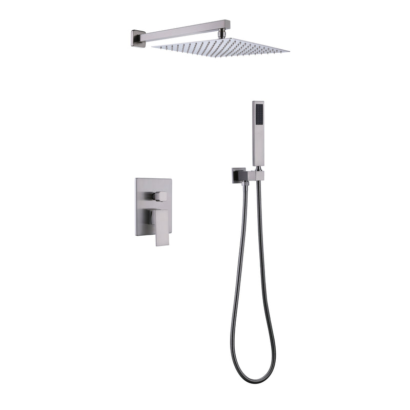 Trustmade Wall Mounted Square Rainfall Pressure Shower System with Rough-in Valve, 10 inches - 2W02