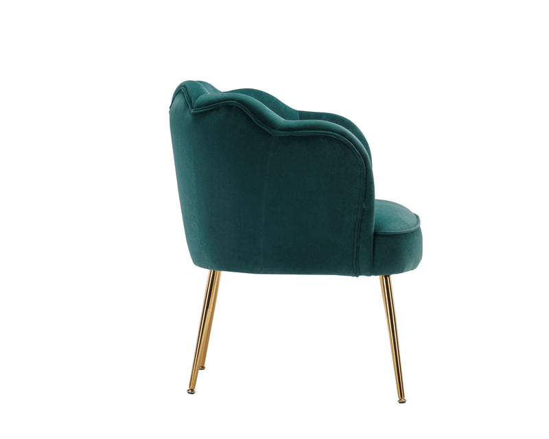 Shell Shape Velvet Accent Chair With Gold Legs