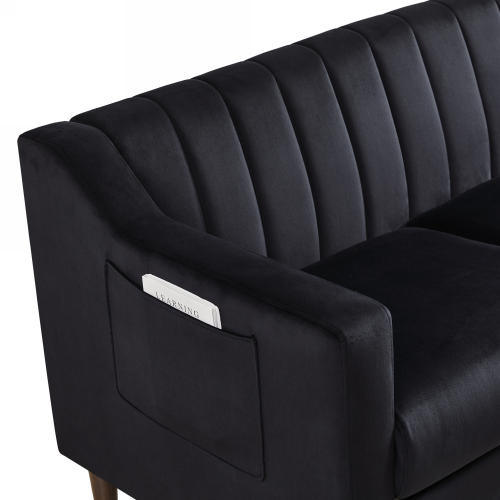 Mid Century Modern Chesterfield sofa couch, Comfortable Upholstered sofa with Velvet Fabric and Wooden Frame and Wood Legs for Living Room/Bed Room/Office --3 Seats