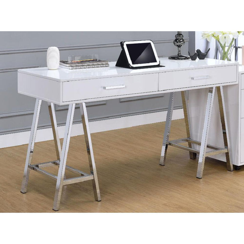 Coleen Desk in White High Gloss & Chrome