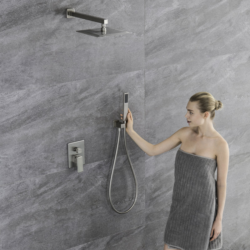 Trustmade Wall Mounted Square Rainfall Pressure Shower System with Rough-in Valve, 12 inches - 2W02