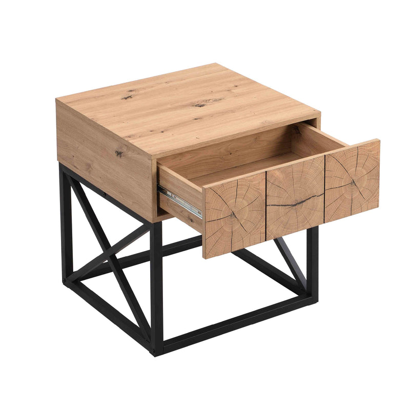 Dixie Industrial Wood Bedside Table for Living Room, Bedroom&Office