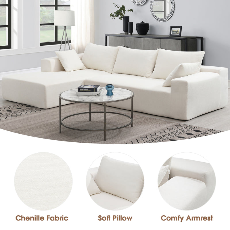 [VIDEO provided] [New] 109*68" Modular Sectional Living Room Sofa Set, Modern Minimalist Style Couch, Upholstered Sleeper Sofa for Living Room, Bedroom, Salon, 2 PC Free Combination, L-Shape, Cream