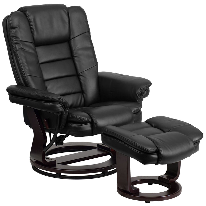 Noah Contemporary Leather Recliner and Ottoman