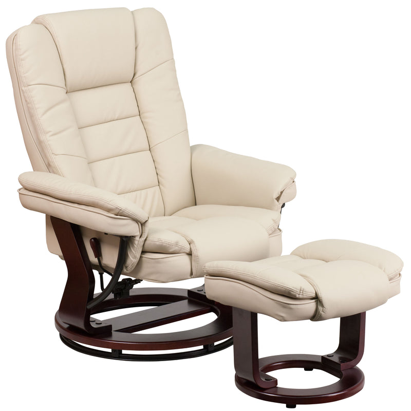 Noah Contemporary Leather Recliner and Ottoman