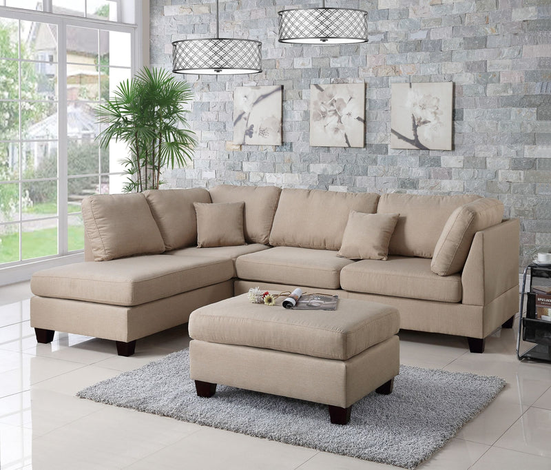 Lincoln 104" Reversible L-shaped Chaise Sofa And Ottoman Couch