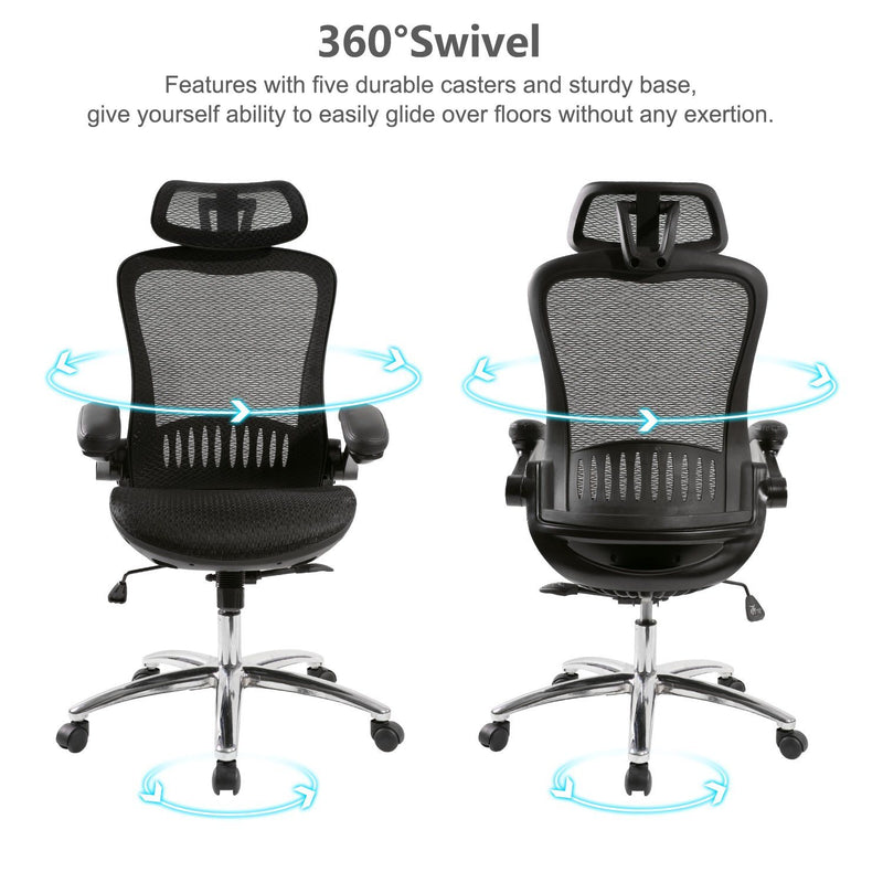 Free shipping Office ChairErgonomic Mesh Chair Computer Chair Home Executive Desk Chair Comfortable Reclining Swivel Chair High Back with Wheels and Adjustable Headrest for Teens/Adults