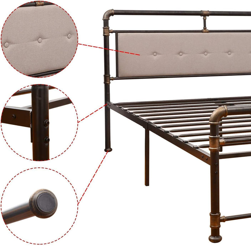 Vintage Metal Bed Frame Platform Queen Bed