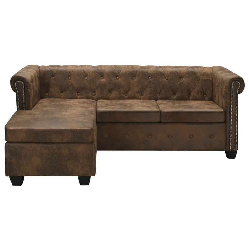 Busby 79" Faux Leather Chesterfield L-shaped Sofa