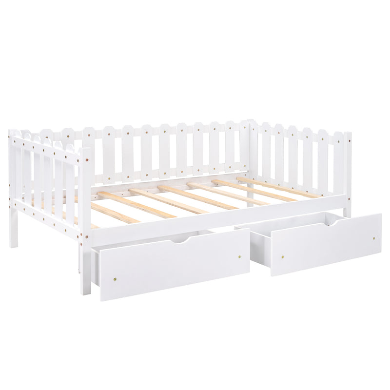 Rustic Style Twin Size Daybed with Storage Drawers, White (New) RT