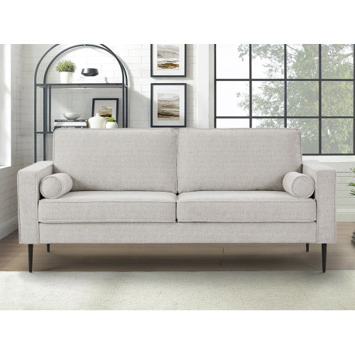 Living Room Upholstered Sofa with high-tech Fabric Surface/ Chesterfield Tufted Fabric Sofa Couch, Large-White