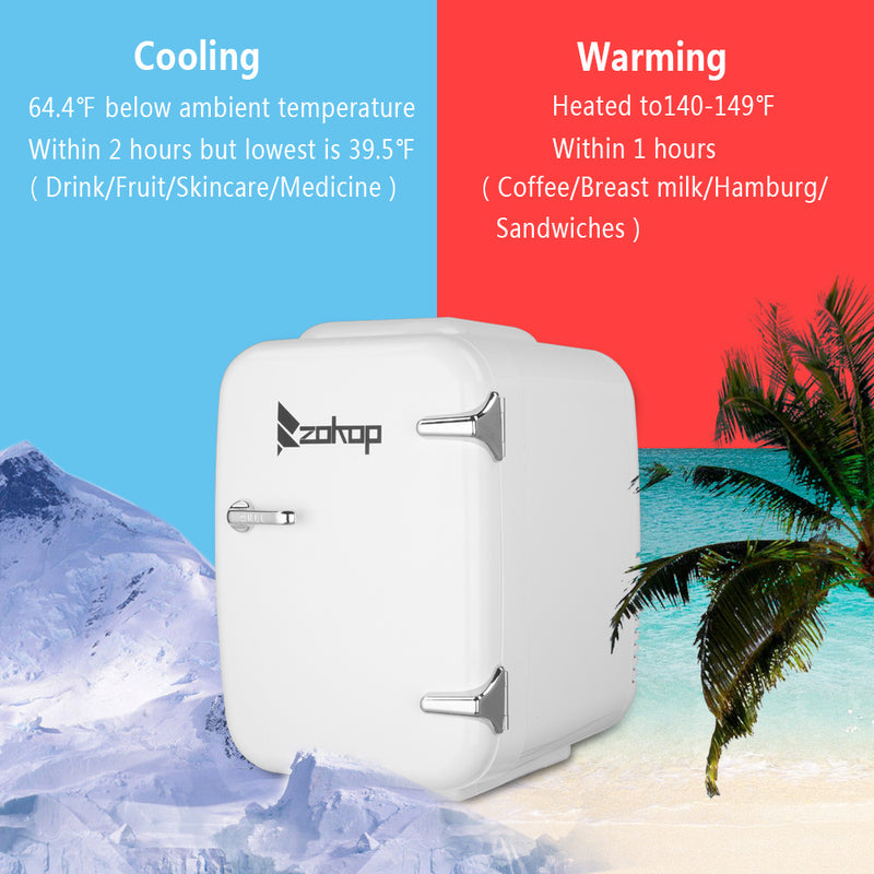Portable Small Refrigerator, Mini Fridge Hot and Cold Box White 5L