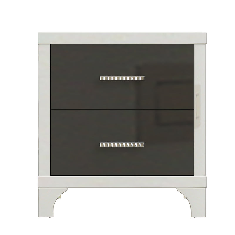 Luna High Gloss Mirrored Bedside Table with 2 Drawers