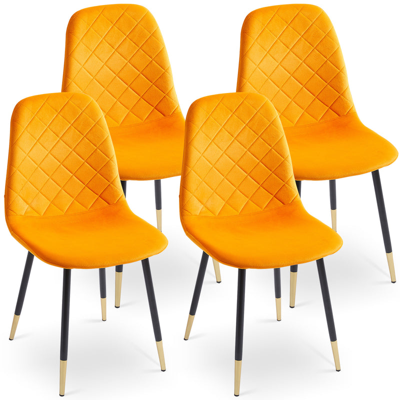 Velvet Tufted Accent Chairs with Golden Metal Legs Set of 2