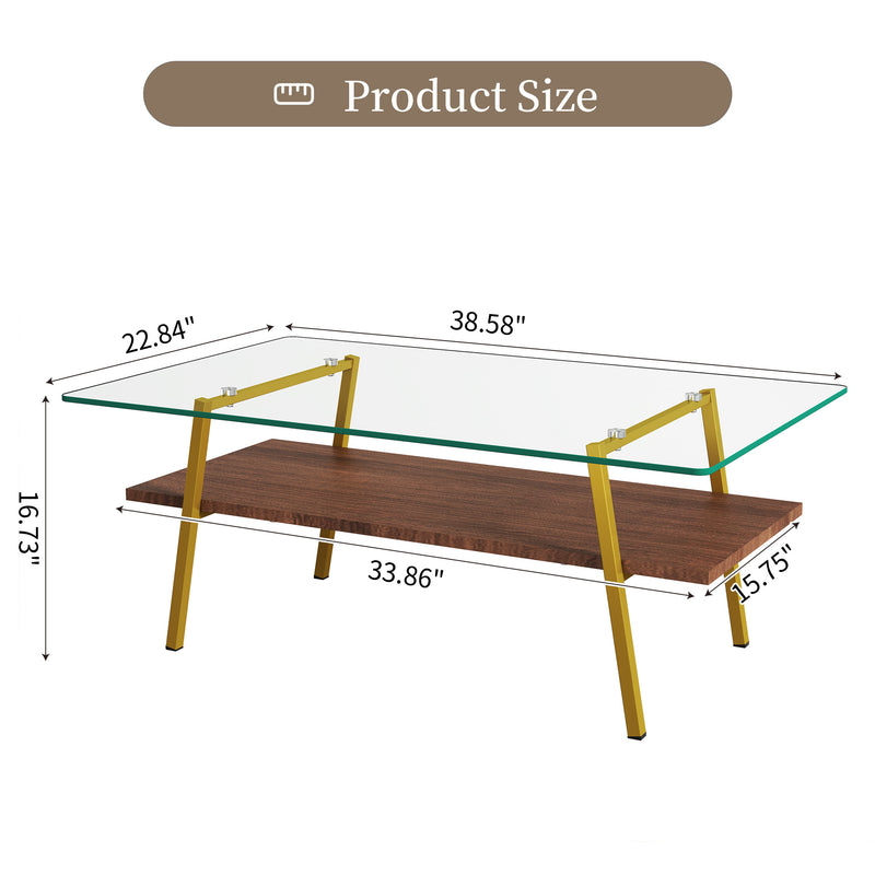 Dizzy Tempered Glass Tabletop with Gold Metal Legs