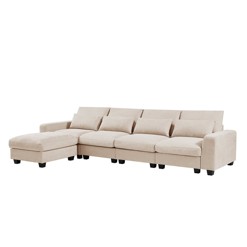 Kimberly 130" L-Shape Feather Filled Sectional Sofa