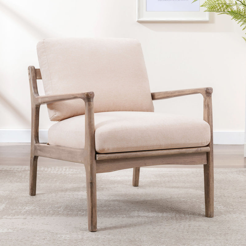 Wood Frame Armchair Mid Century Modern Accent Chair