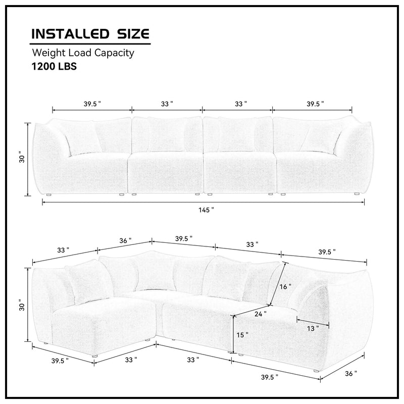 Brumble 145" Modular Sectional Teddy Couch